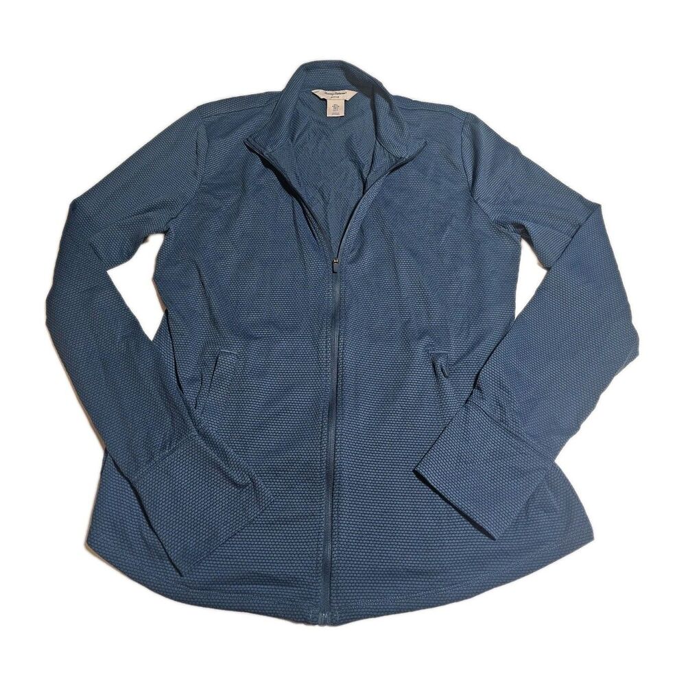 Tommy Bahama Golf Jacket Womens Large Geometric Full Zip Active Performance Blue